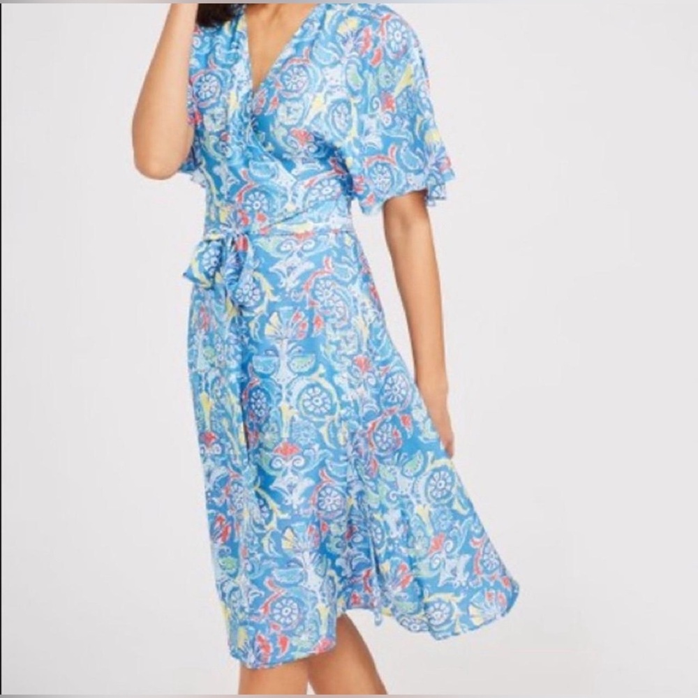J. McLaughlin Blue Print Midi Dress